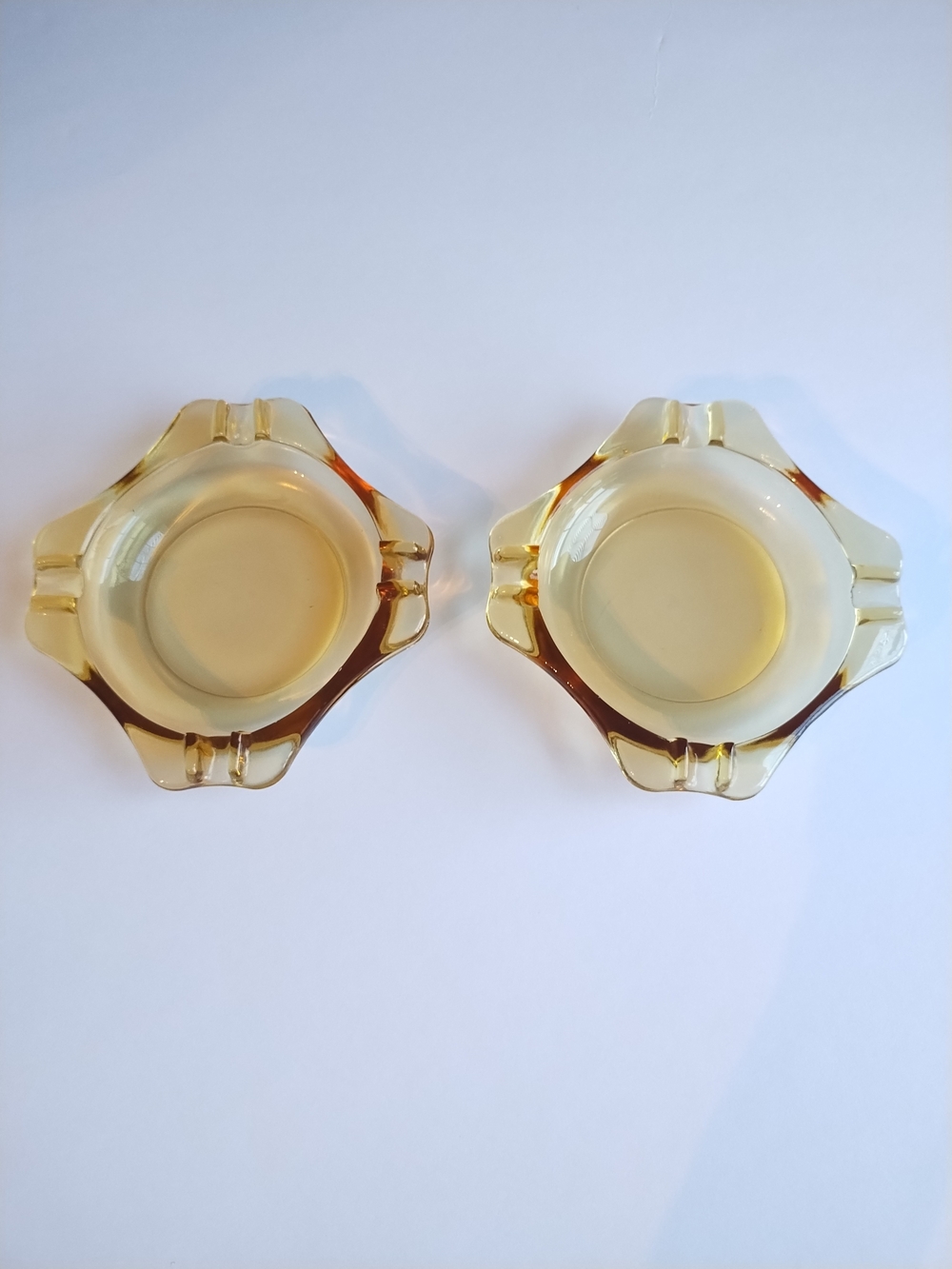 Vintage Amber Glass Ashtrays - Set of 2